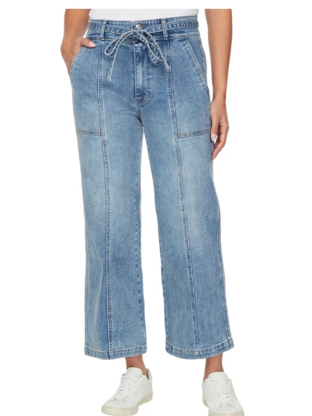 Hudson Jeans Light Blue Wide-Leg Tie-Waist Jeans